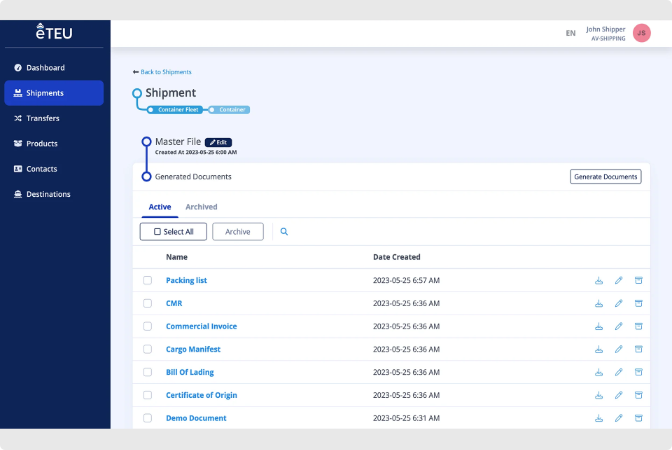 eTEU document library interface
